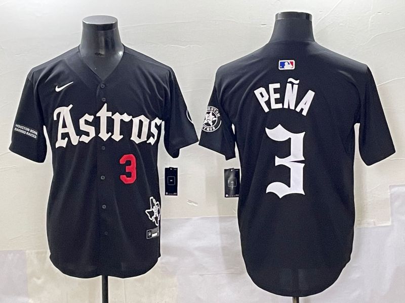 Men 2025 Houston Astros #3 Pena Black Five generations Joint Name Nike MLB Jersey style 6